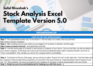 Instructions - Safal Niveshak Stock Analysis Spreadsheet